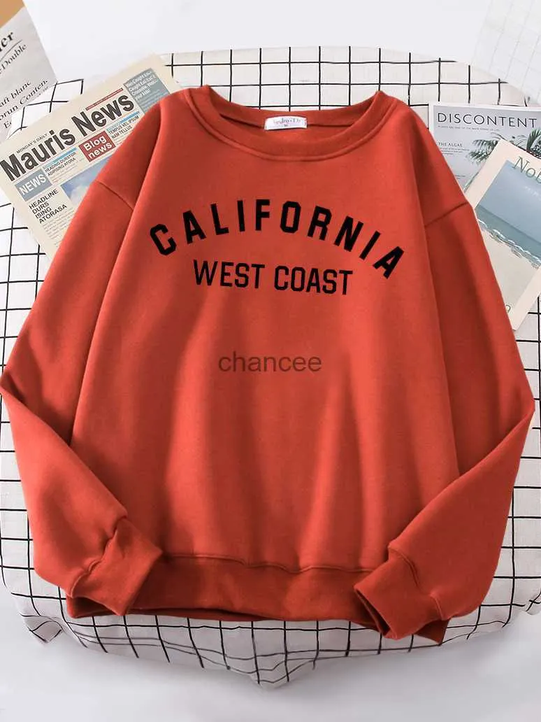 Kalifornien västkust bokstäver tryck hoodies mjuka märke streetwear termiska mode kvinnliga tröja överdimensionerade lös kvinna hoodie hkd230725