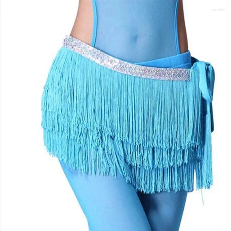 Bühnenverschleiß 2023 Hochwertige Bauchetanzkostüme Sexy silberne Quastengürtel für Frauen Kostüm Hüftschal