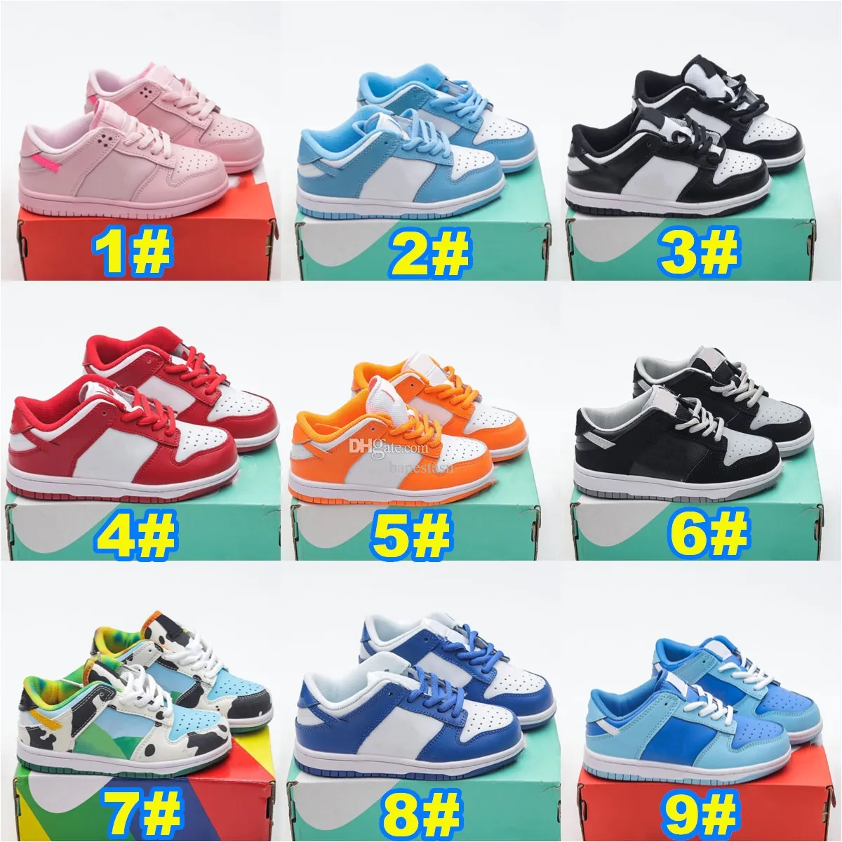 Toddler Panda Chunky Sneakers Orange Blue Kids Designer Shoes