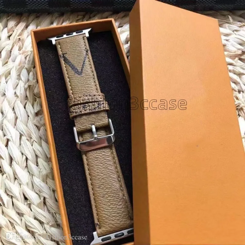 Modeontwerper polsbandbanden l Flower Watch -riem voor Apple Watch Band Series 8 7 6 5 3 2 1 Lederen printpatroon Smart banden 49 mm 42 mm 41 mm 45 mm 40 mm 38 mm met doos