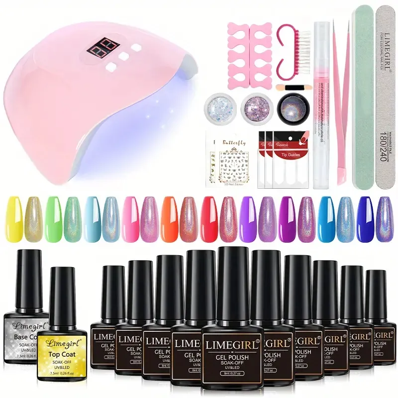 Set di manicure completo: smalto gel, kit acrilico, lampada per unghie a LED UV di più!