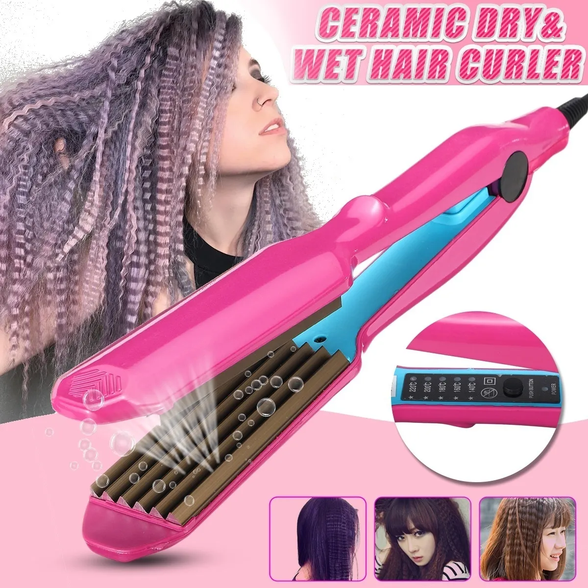 Curling Irons Profesjonalne włosy Crimper Curler sucha mokro Zastosowanie żelaza Ceramiczne Curling Iron z narzędziem do sterowania temperaturą 230811