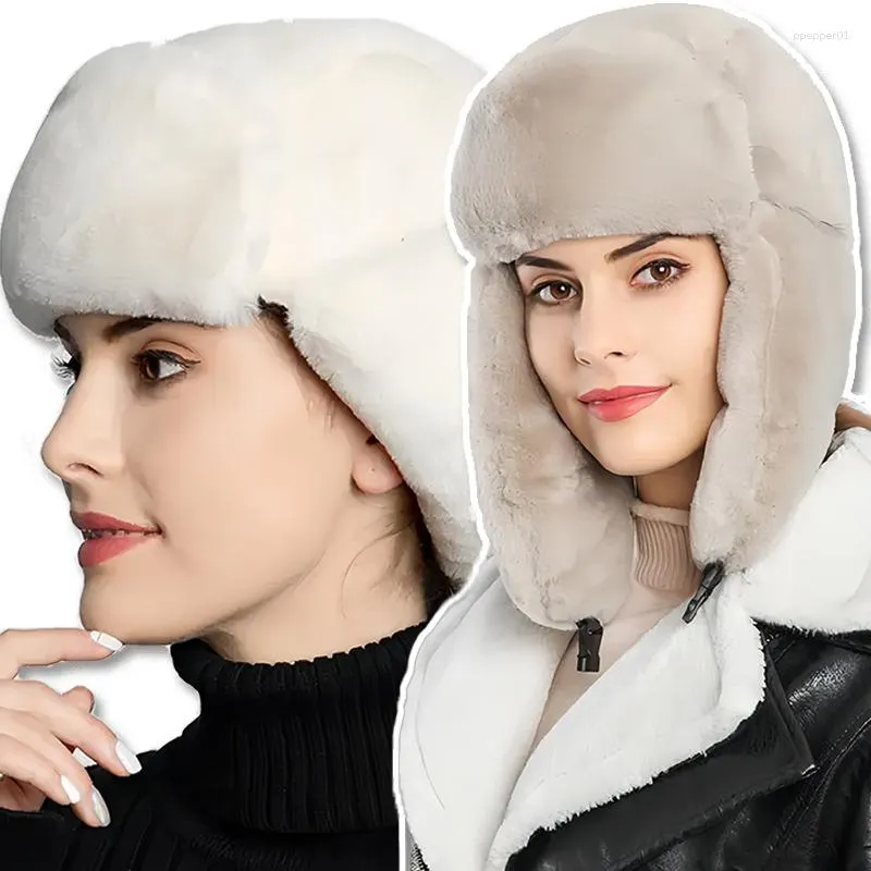 Berets Warm Ear Protection Lovely Fleece Winter Riding Bomber Hat Versatile Furry Thicken Windbreak Pilot Caps With Earflaps Fasionable
