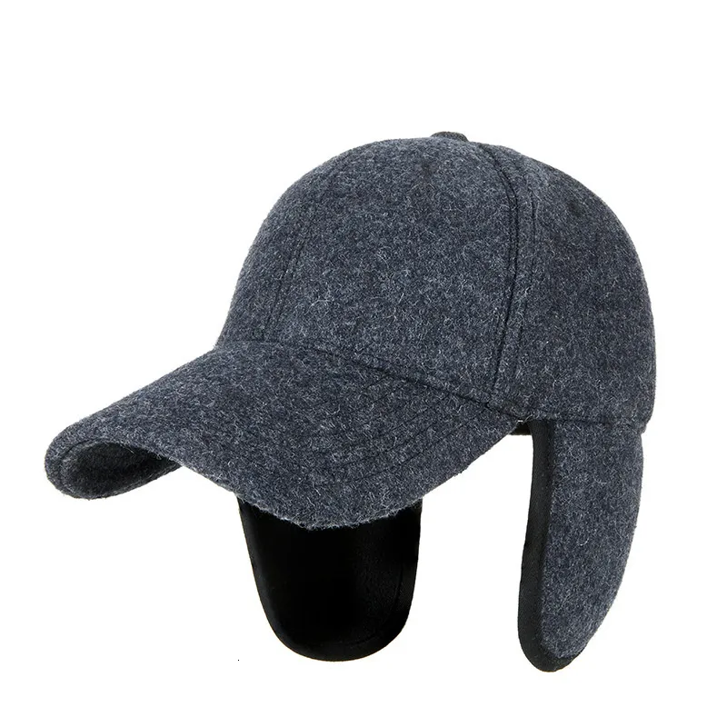 s tata zimowy kapelusz bombowy dorosły gęsta ciepła podszewka z polaru Feel Sport Big Head Man Man Plus Size Wool Baseball Cap 5559 cm 6065 cm 230811