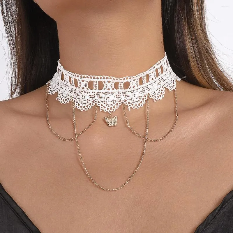 Kedjor mode trendig krage kedja choker spets sexig tofs halsband nisch