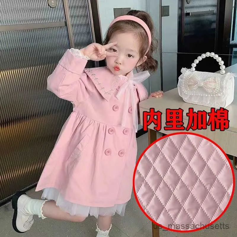 Jackets Baby Girls Spring Autumn Winter Trench Coats Cotton Long Coats Jackets Elegant Girl Kids Children Clothes Overcoats R230812