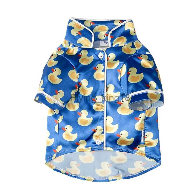 Small Dogs Stretch Silk Clothes Cute Duck Print Cat Pajamas Puppy Comfortable Sleepwear Small Medium Dog Costume HKD230812