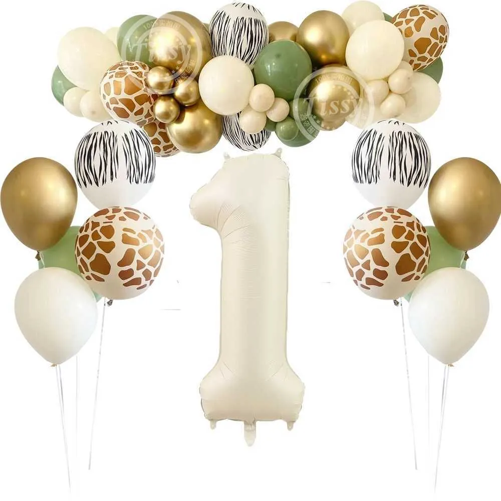 Conjunto de balões de animais selvagens, decoração com número de balão para crianças, selva, floresta, decorações de aniversário, presentes diy