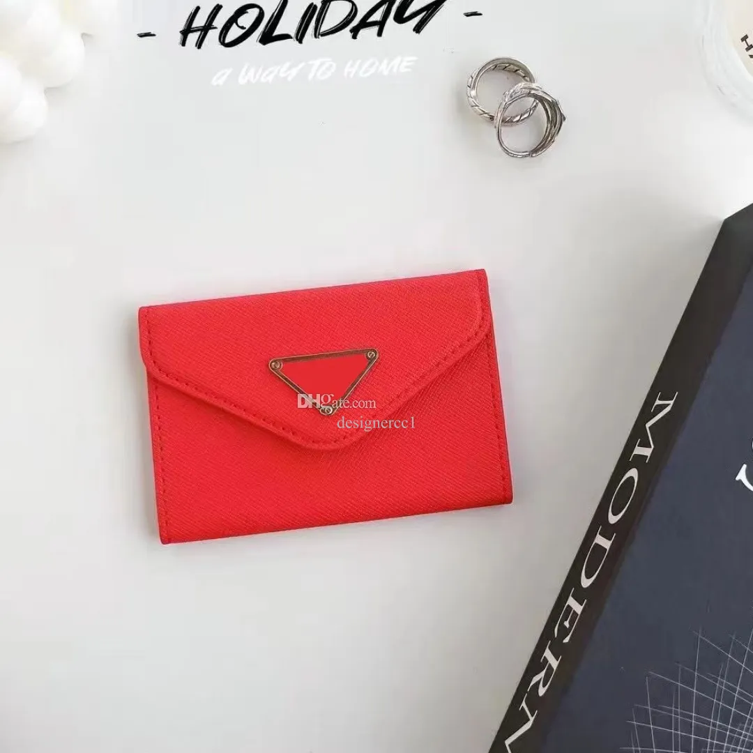 Fashion Flip Cover Card Holder äkta läder mini mynt handväska man kvinnans designer resedokument kreditkort fickväska plånbok gåva med låda