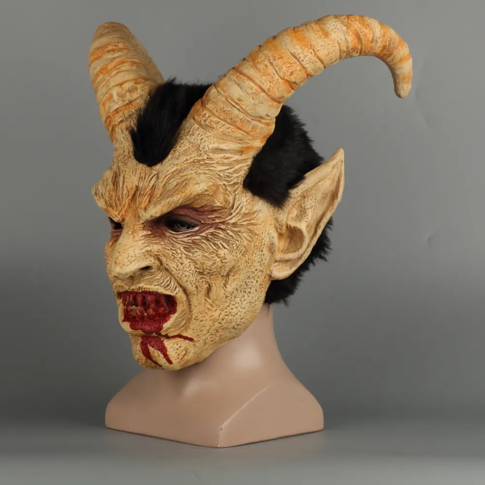 Scary mask demon devil Lucifer Horn latex Masks Halloween movie cosplay decoration Festival Party Supply props Adults Horrible (31)