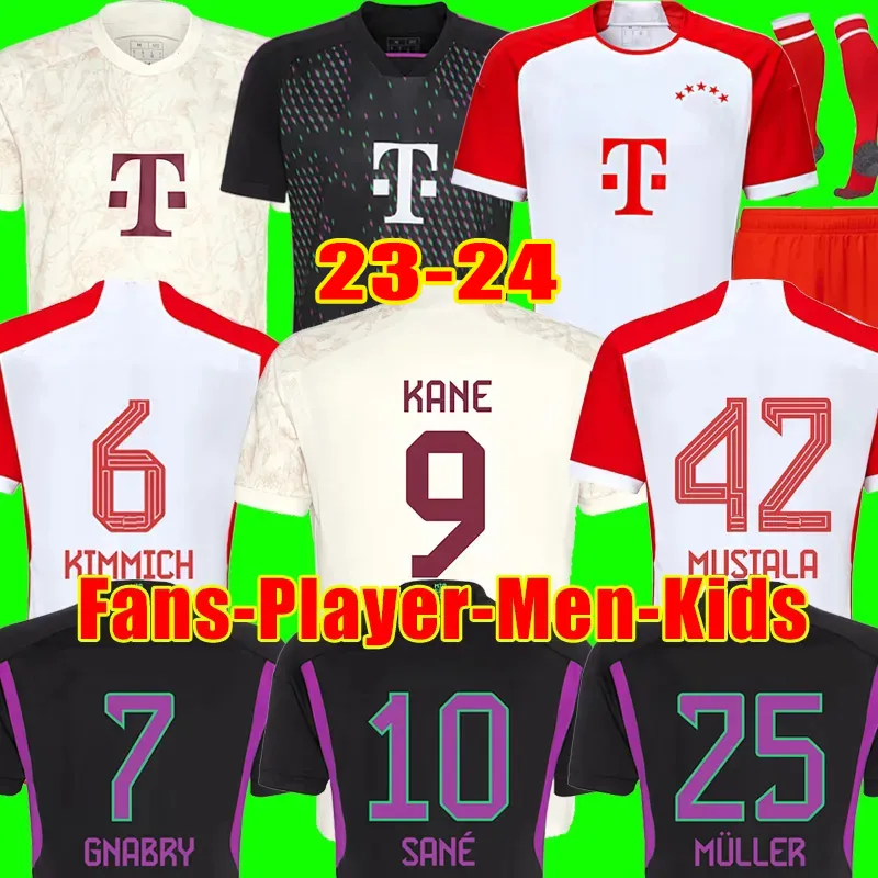 Kane Soccer Jerseys Musiala de Ligt 23 24 Player Version Kits Sane Hernandez S Munich Gnabry Goretzka Muller Davies Kimmich