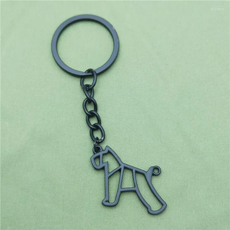 Keychains Miniature schnauzer clés chaînes Fashion Geométrique Bijoux de bijouterie sac porte-clés de trèfle clés pour femmes hommes