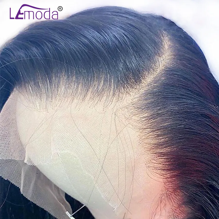 Syntetic S HD Lace Frontal 13x6 13x4 Front Human Hair Lemoda Remy för kvinnor 34 32 tum rak transparent 230811