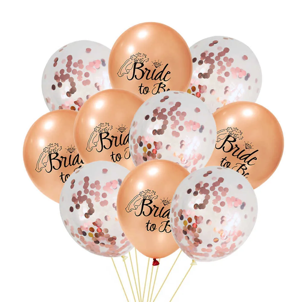 Dekoracja 10/15pcs Rose Gold Bride Balons Bachelorette Decoration Ballon Bride to Bridal Shower Supplies Wedding