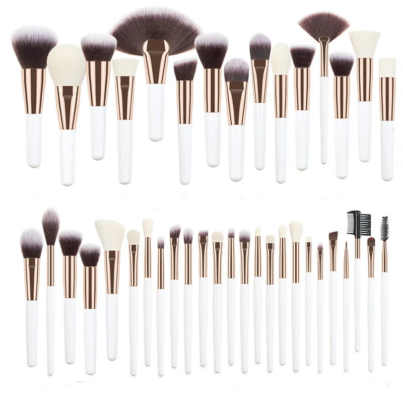 Make -up -Werkzeuge professionelle 40 PCs Pinsel Set Weiche natürliche Borsten Pulver Mischung Kontur Augenbrauen Lidschatten Lüfter Fundament Pinsel 230812