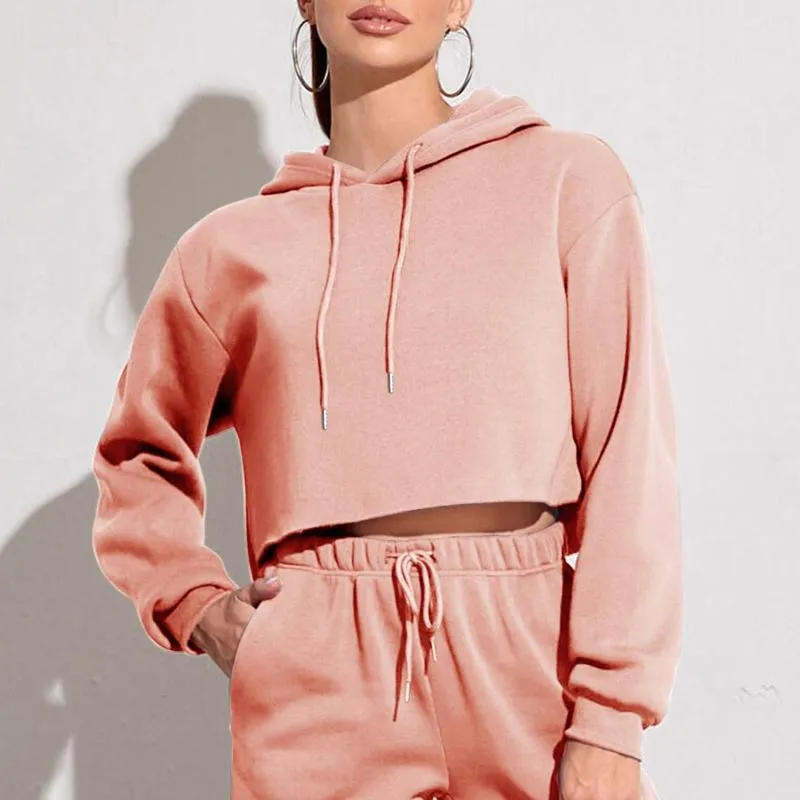 Cropped hoodie shop with drawstring