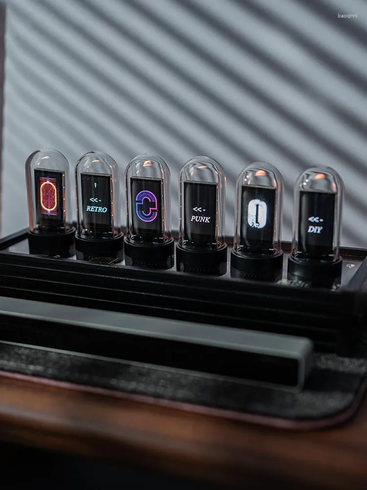 Relógios de mesa Luxo RGB Nixie Tube IPS Screen Relógio Desktop GLOW RELISÕES DIGITAL DIGITAL LED ORNAMENTOS IDEIAS DE PRESENTE