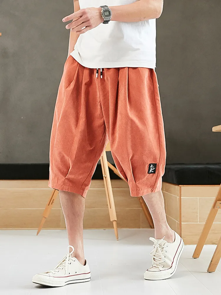 Herenbroek plus size zomer harem broek mannen korte joggers Chinese stijl kalf lengte casual baggy broek mannelijke capri-broeken 8xl 230811