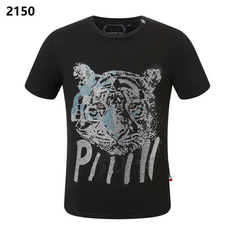 Ny stil tiger phillip plain män t skjortor designer pp skalle diamant t shirt kort ärm dollar björn märke tee högkvalitativ skallar t shirt toppar p2150