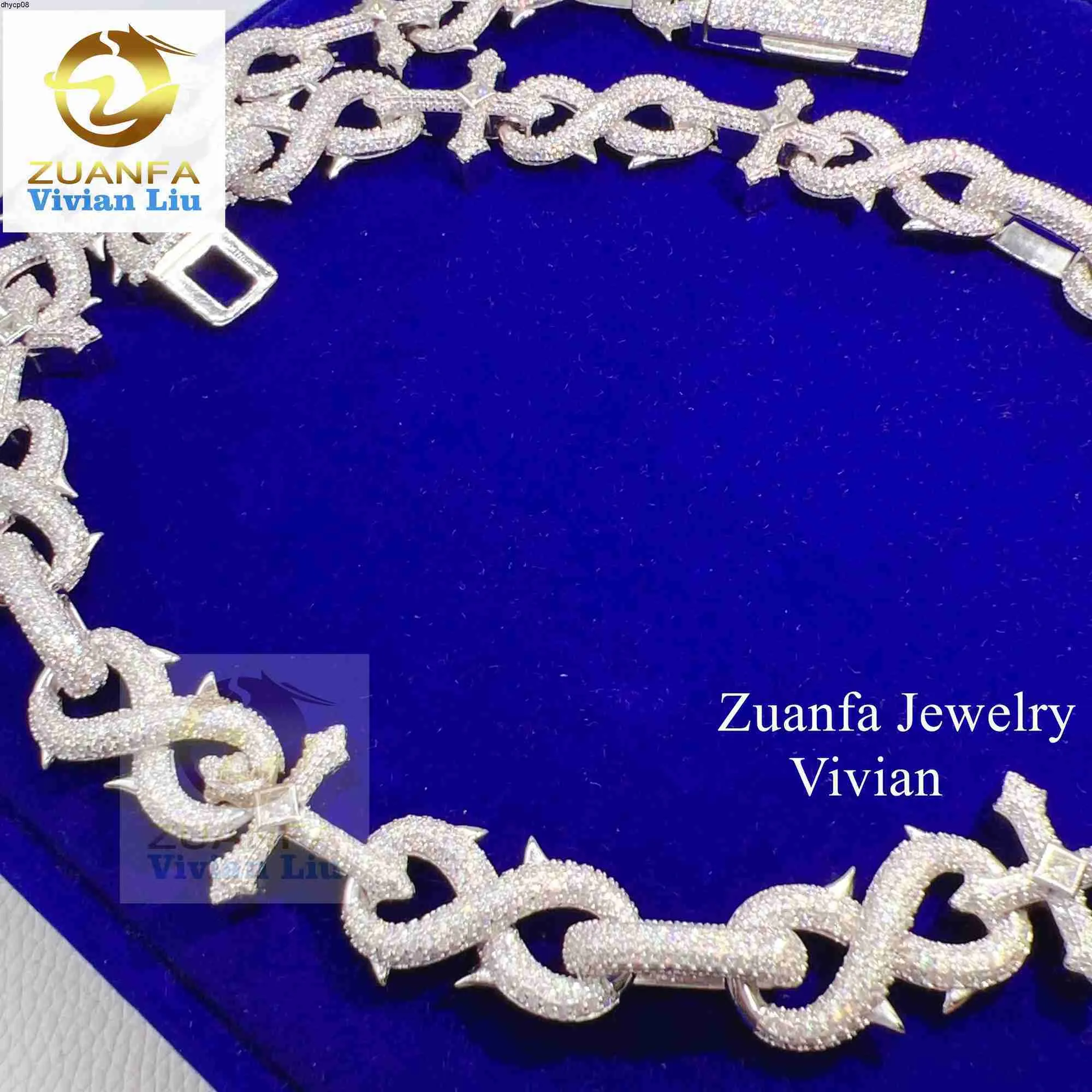 Designer smycken fina smycken passera diamanttestare VVS Moissanite 925 Sterling Silver Gold Plated Miami Cuban Link Chain