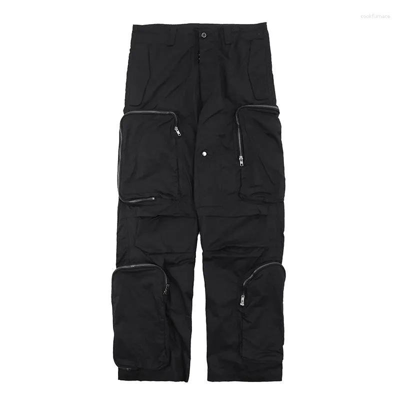 Mäns kostymer 2023 Autumn and Winter Trendy Brand Old Multi-Zipper tredimensionella lösa multi-Pocket Tooling Trousers