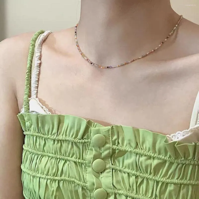 Kedjor Personlighet Avancerad 2023 Färgkristallpärlor Kvinnakedjan Xia Small Design Simple Choker Halsband