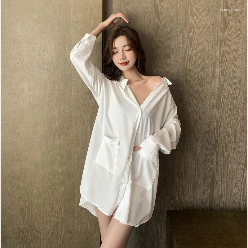 Frauen Nachtwäsche Nacht ihn Frauen Frühling Chiffon 2023 Langarm sexy Nachthemd Shirt Sommer Korean süßes Kleid Zuhause Zuhause