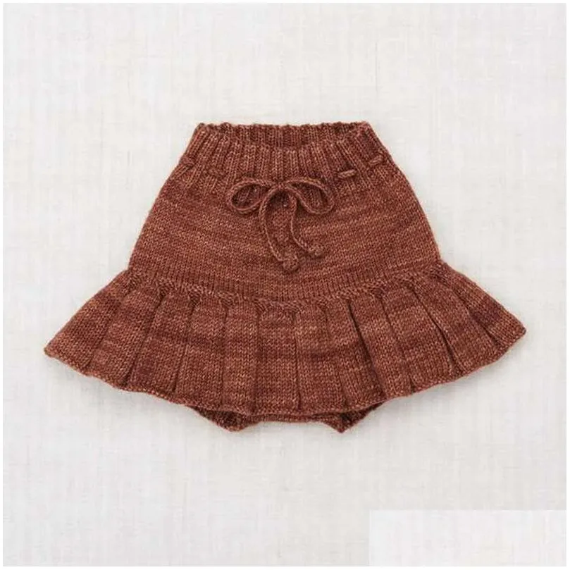 Kjolar Misha och Puff Design 40% Merino Wool Kid Girl Knit kjol för Autumn Winter Baby Fashion Clothes Brand Child 210619 Drop Deli DHG5T
