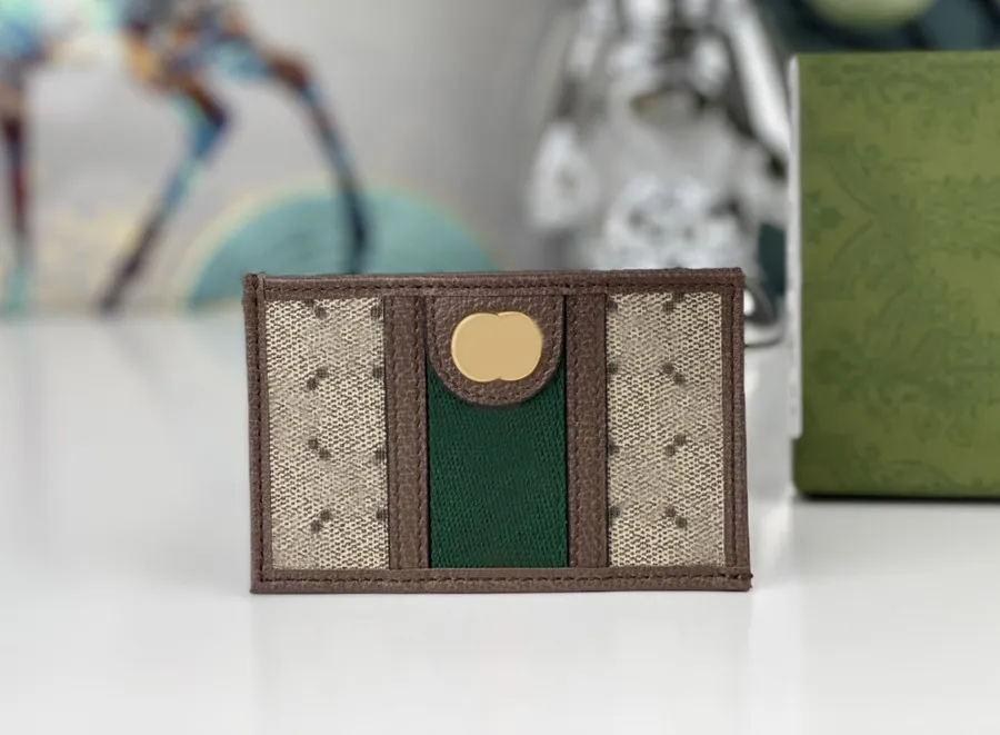 DHgate Luxury Designer Canvas Ophidia Card Holder Wallet for Men and Women High Quality Double Letter Mark Mini Card Case Purse Bags Luggage Accessories