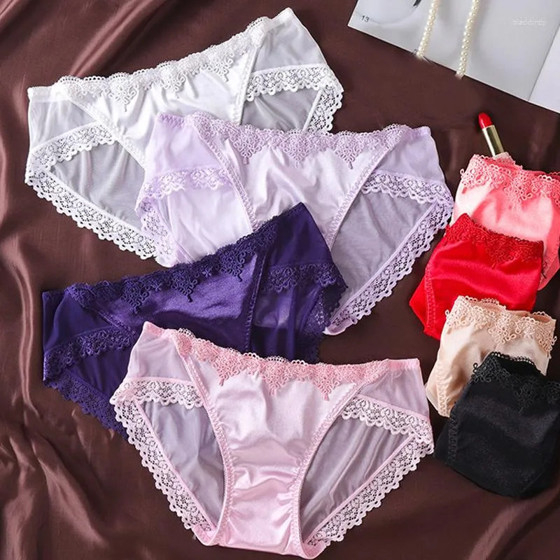 Sexy Lace Seamless Satin Lace Panties Comfortable Low Waist Underwear For  Girls, Intimates Briefs For Female Lingerie From Blackbirdy, $6.12