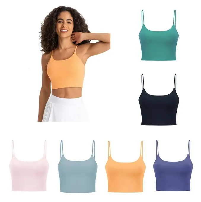 Lu Yoga Align Tank Womens Sport Bra Classic Popular Popular Fiess Butter Butter Soft Tank Gym Gym Crop Yoga Vest Beauty Back Shockproof Removable Chest Pad Wholesale