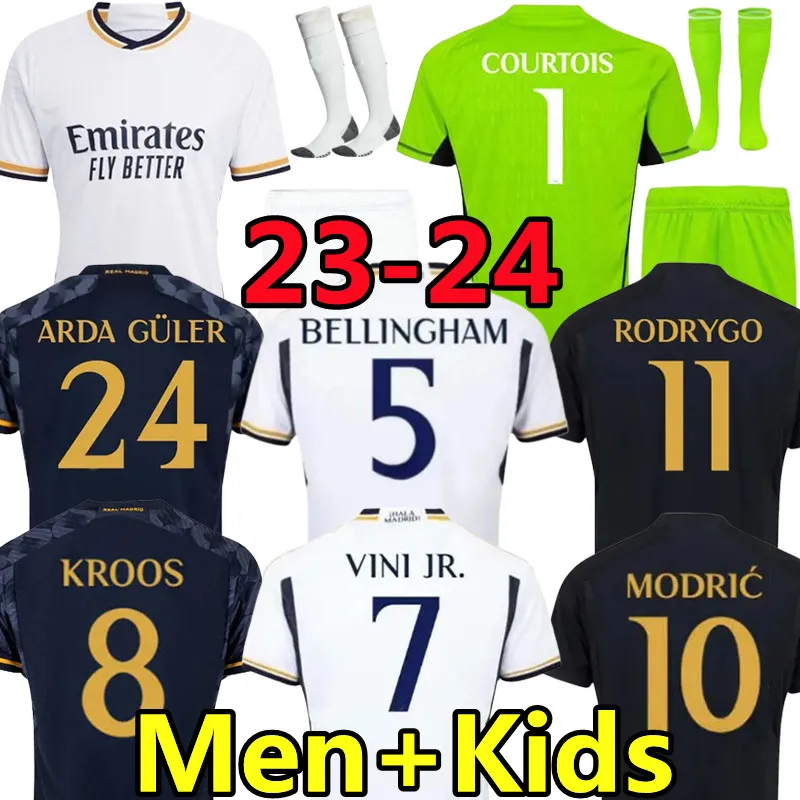 23 24 #5 Bellingham Soccer Jerseys Vini Jr Modric Arda Guler 2023 2024 레알 마드리드 Valverde Camavinga Tchouameni Courtois Kroos 저지 축구 셔츠 남자 키트 키트