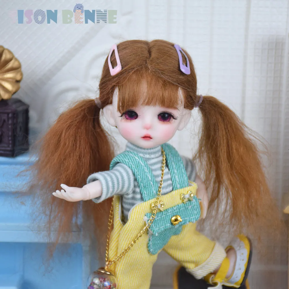 Dolls Sison Benne Mini 18 Bjd Doll Cute Girl With Face Makeup Strój Buty Pełny zestaw dla dzieci 230811