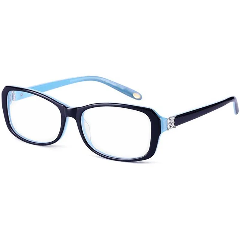 Lightweight Women Butterfly Glasses Frame fashion blue-green Acetates Fullrim Arti Rinestone Leg 52-17-140-40 for Prescription eyeglasses goggles design case