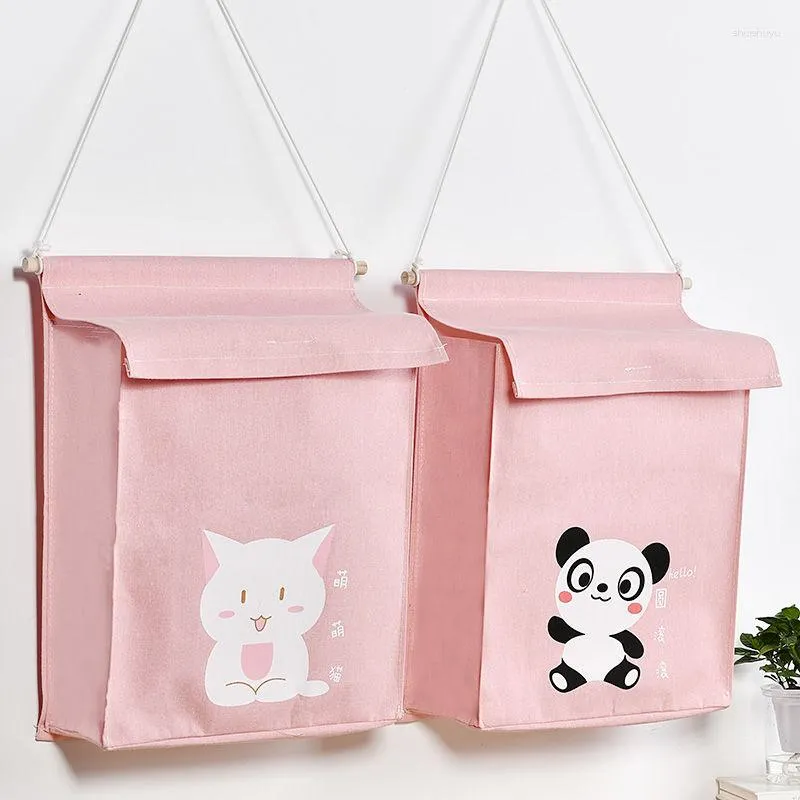 Storage Bags Creative Cute Wall-mouted Bag Large Capacity Closet Bathroom Wall Hanging Cotton And Linen Underwear Pants Organizer