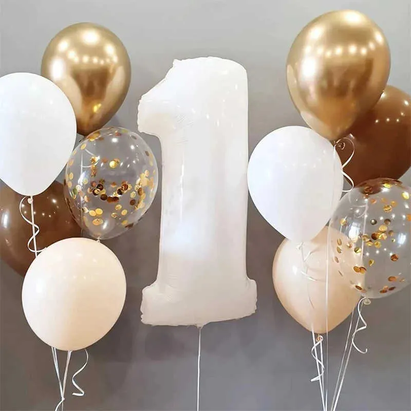 Decoration 12pcs White Number Foil Column Balloons Happy Birthday Decorations Kids Boy Girl Year Old