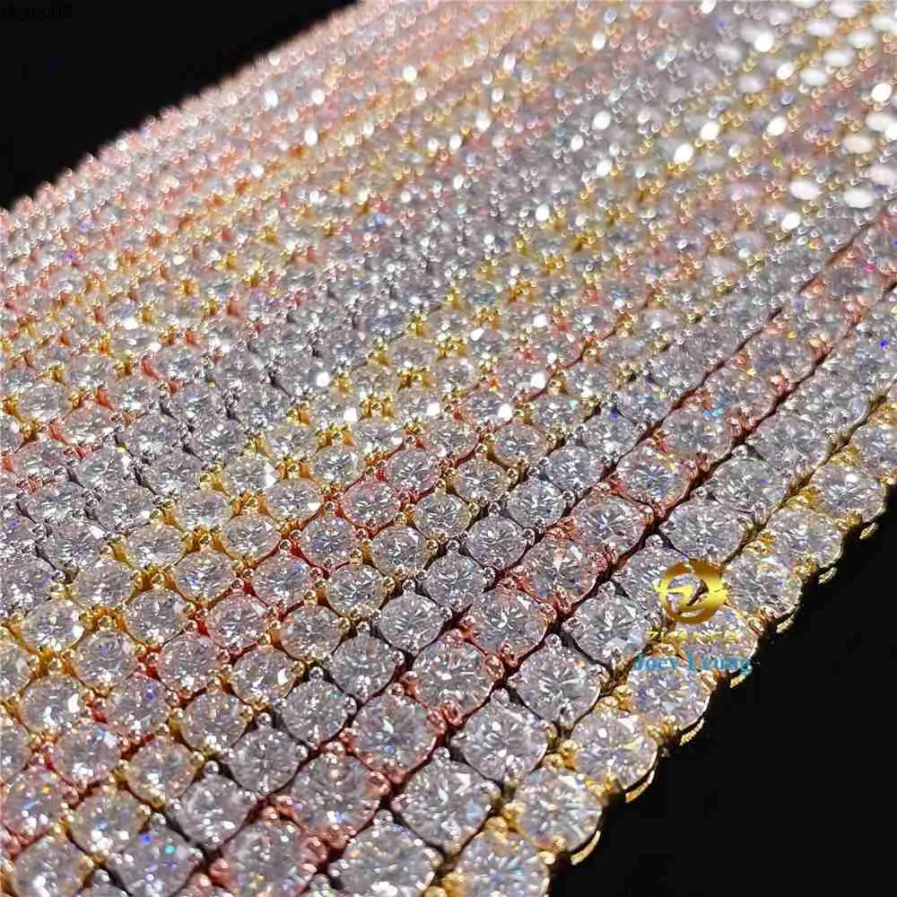 Designer Jewelry Pass Diamond Tester GRA Certificat Hip Hop Bijoux 2 mm 3 mm 4 mm 5 mm 6,5 mm VVS Silver VVS Moisanite Diamond Iced Out Tennis Chains