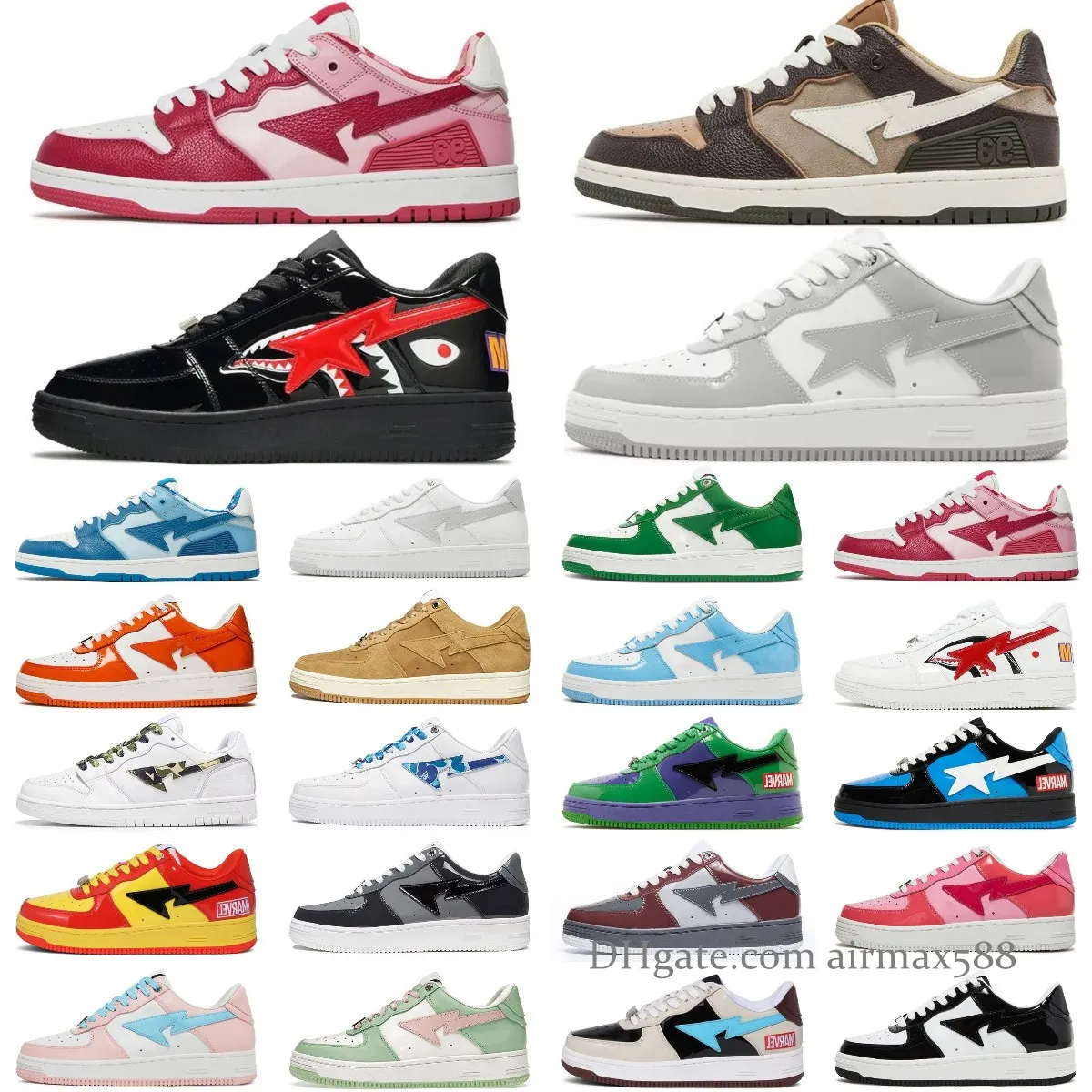 Men s Casual Low Top Skateboarding Shoes Patent Leather Black White Blue Camouflage Sneakers