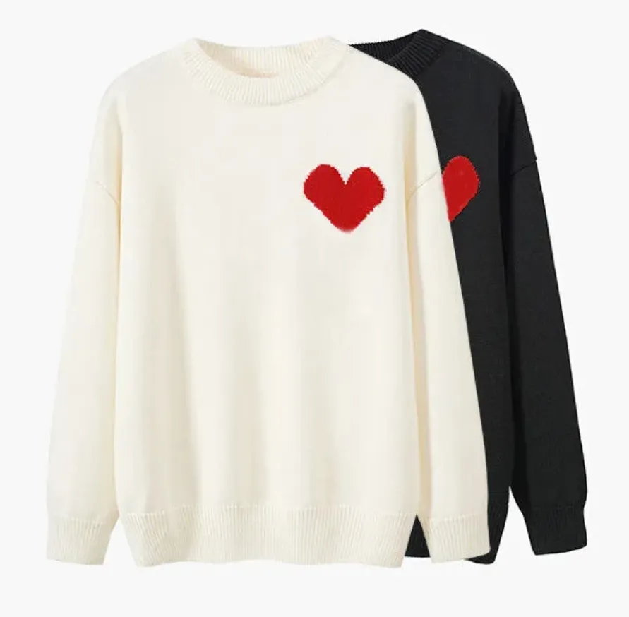 Designer tröja loveheart a woman älskare cardigan stickad v runda hals hög krage kvinnor mode bokstav vit svart långärmad kläder pullover mäns kvinnor tröja