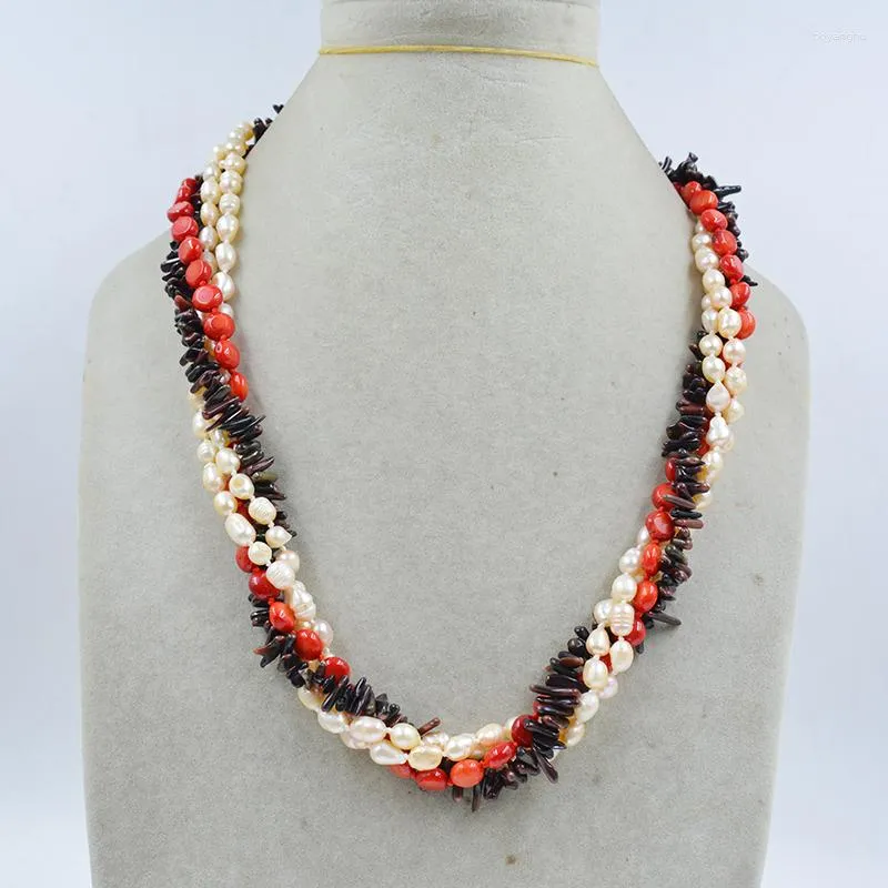 Colliers de corail irrégulier et de perles et de perles naturels de cou. Polyvalent. Bijoux de fête d'été minimaliste 60 cm