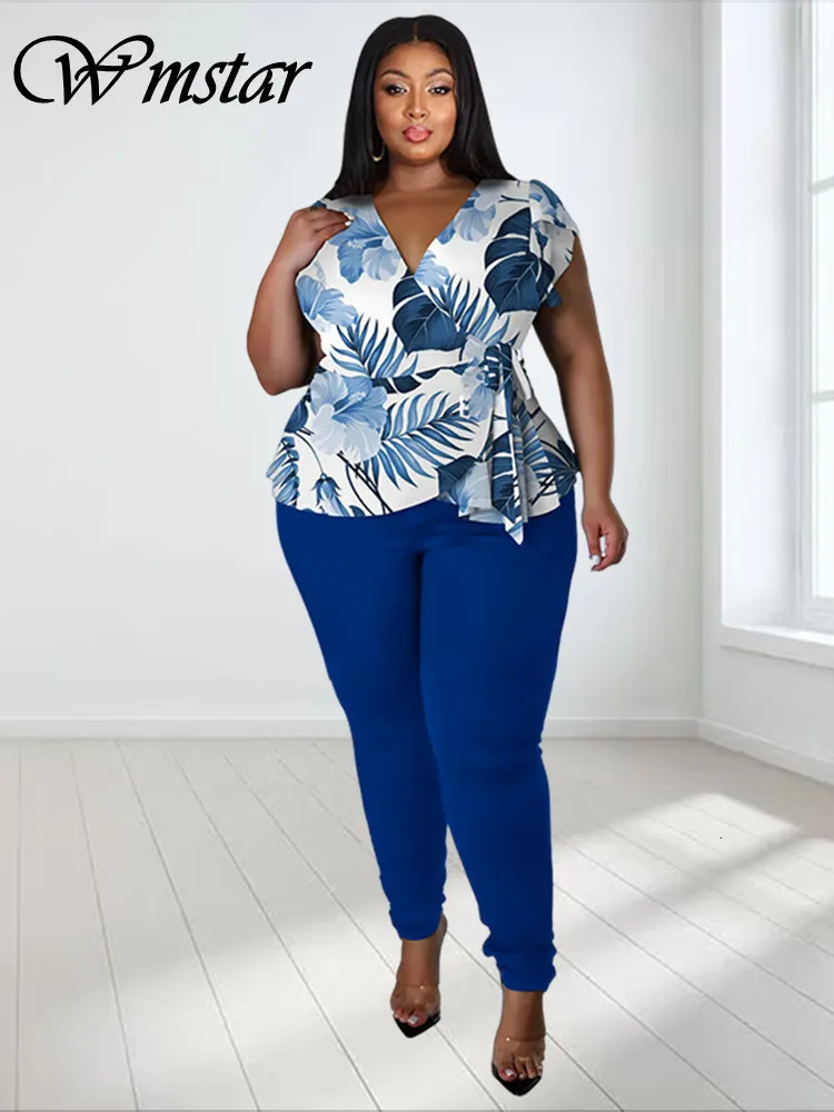 Plus Size Womens Printed Two Piece Outfit Set Summer Clothes With Solid Plus  Size Leggings Wholesale Drop 230811 From Mang02, $21.31