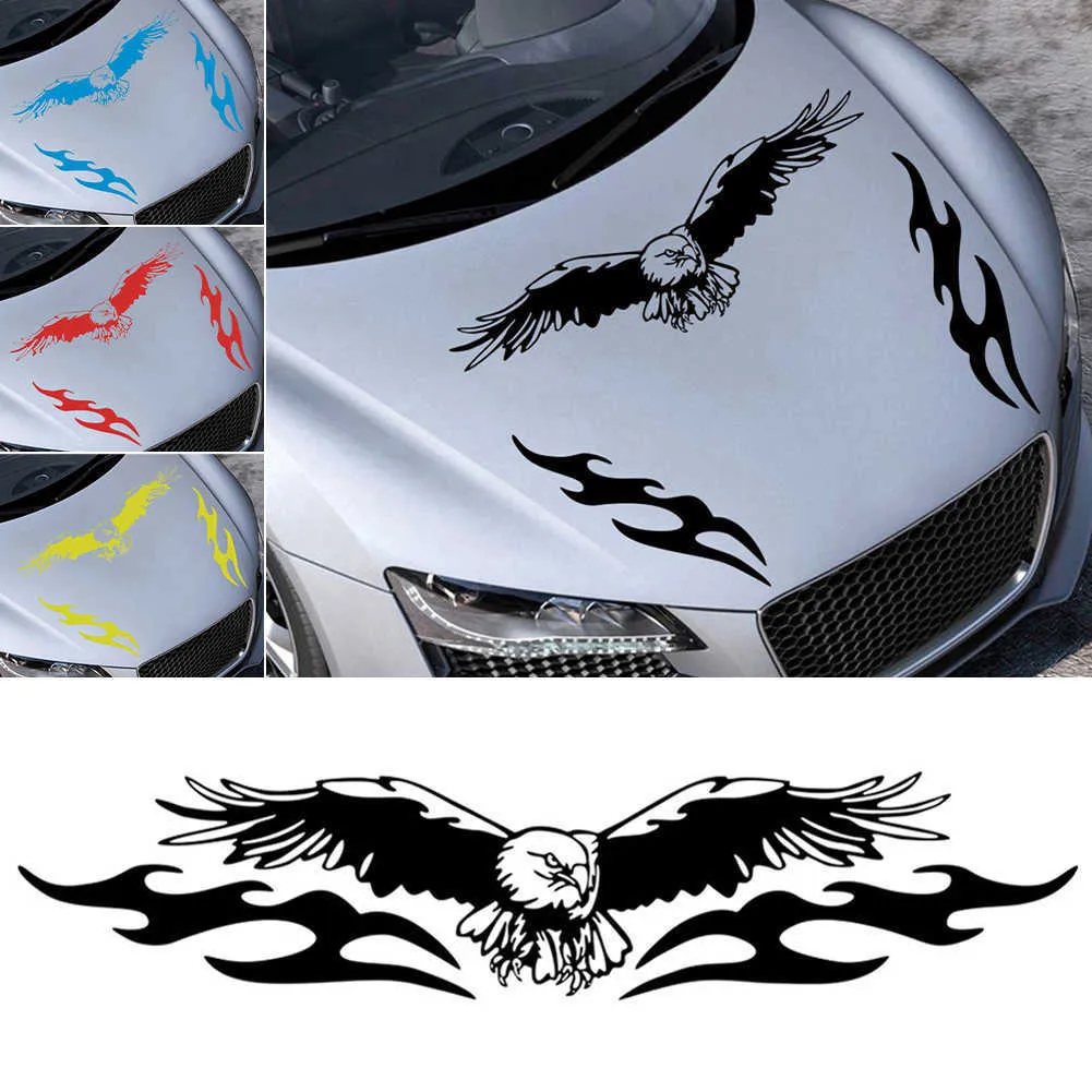 Stickers 3pcs The Eagle Fire Totems Sticker Fashion Sports Car Racing Stripes Cover Diy Modelling Hood Vinyl Decals Accessories R230812