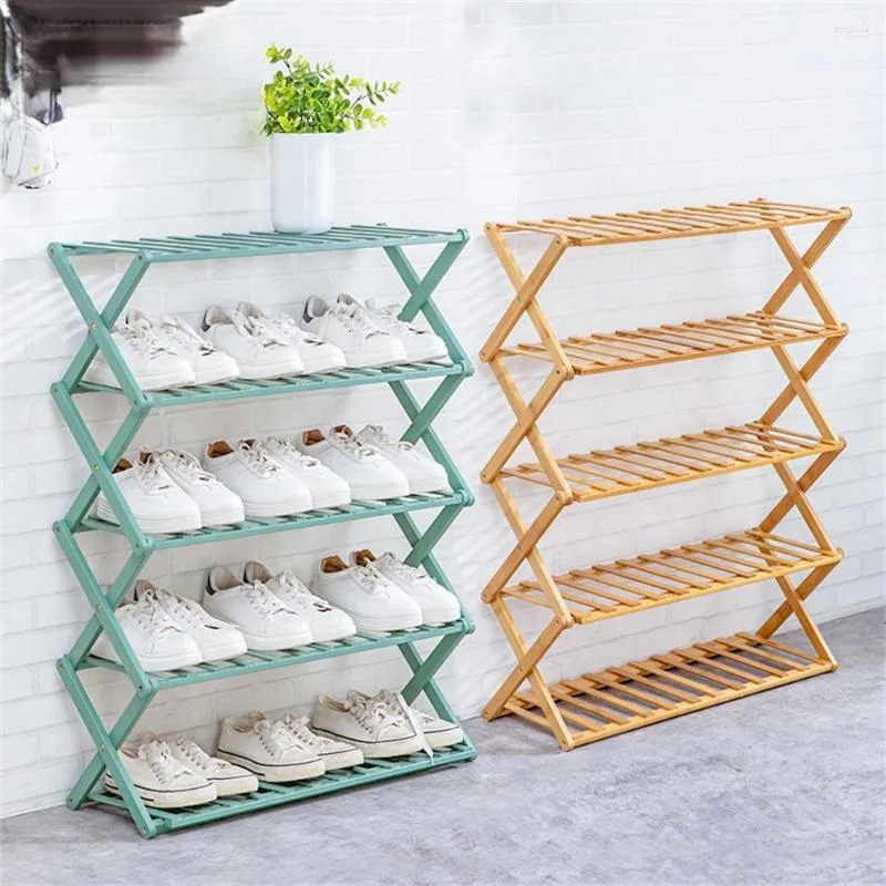 Foldable Bamboo Shoe Rack Space-Saving Multi-Tier Shoe Organizer