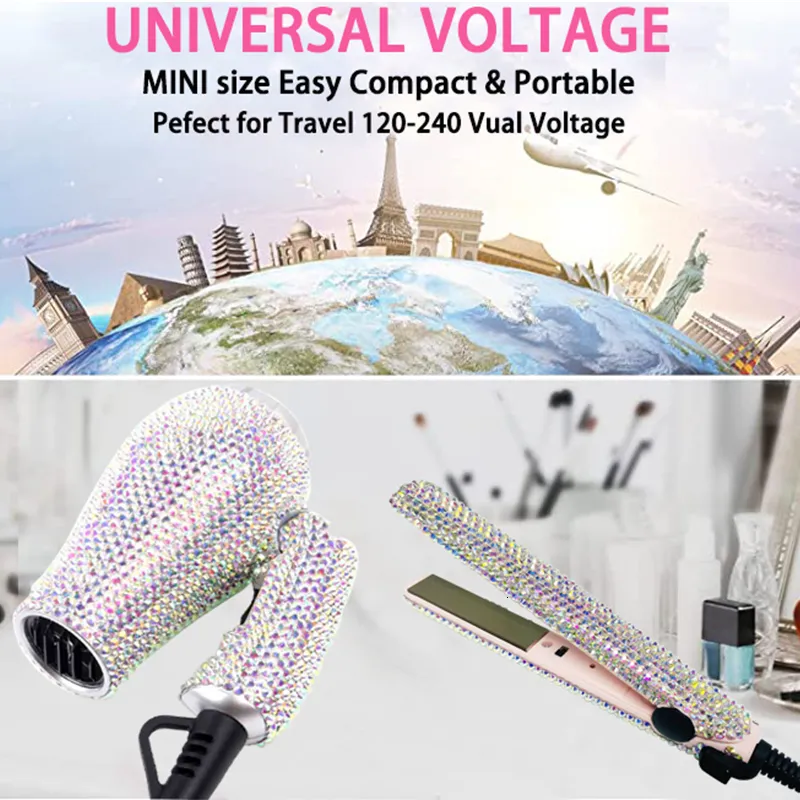 Flat iron curling iron blow dryer set hot sale