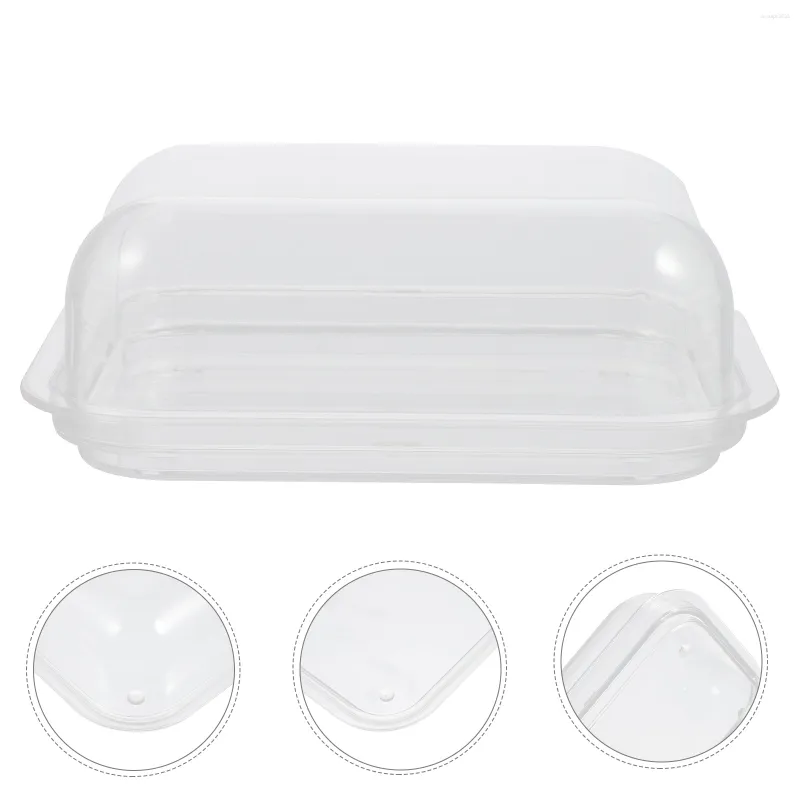 Servis uppsättningar Clear Butter Dish Box med lock Cover Cheese Keeper Container Rektangulär förvaring Candy Airtight Cupcake Holder
