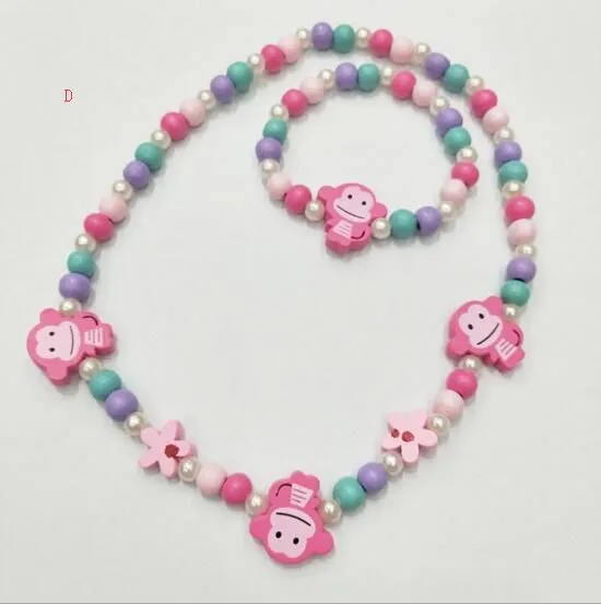 5 styles kids necklace sets Rainbow Charm Beads bracelet accessory Colorful beads Bird Flower kids girl Birthday Jewelry gift