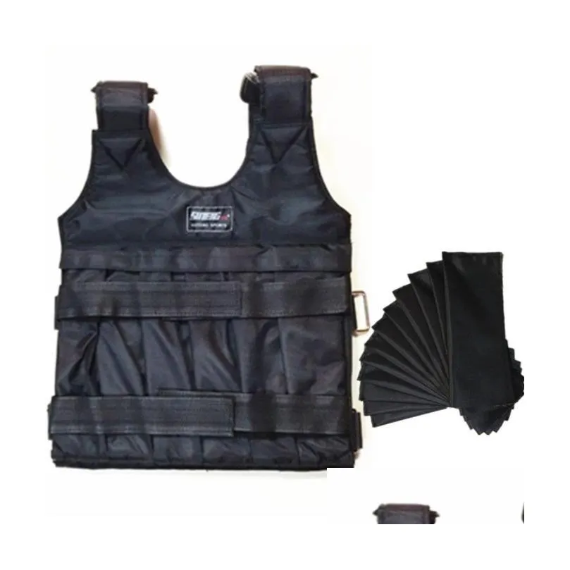 Accessoires HT 10kg 50 kg gewogen vest verstelbare gewichten jas voor het laden van zand of stalen plaatoptie oefening training waastcoat dhxso
