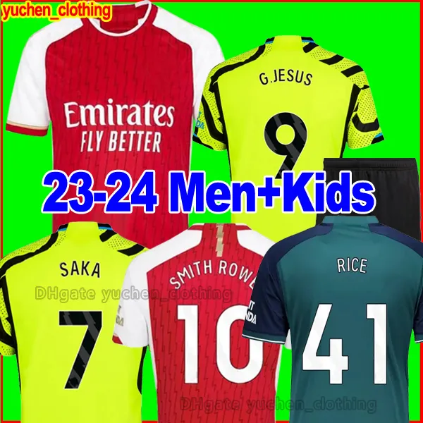 23/24 G.Jesus Saka Rice Soccer Jerseys Arsen 2023 2024 Smith Rowe Odegaard Trossard Martinelli Kiwior Jorginho Football Shirt Men Kid Kit Uniforms