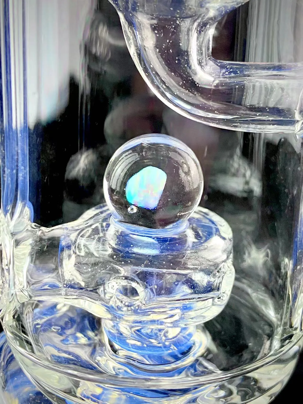 Top en verre de type Incycler à narguilé pour pic coloré avec un blanc secret et ajouter une opale à l'intérieur, seulement le dessus en verre pas de fond E-Rig
