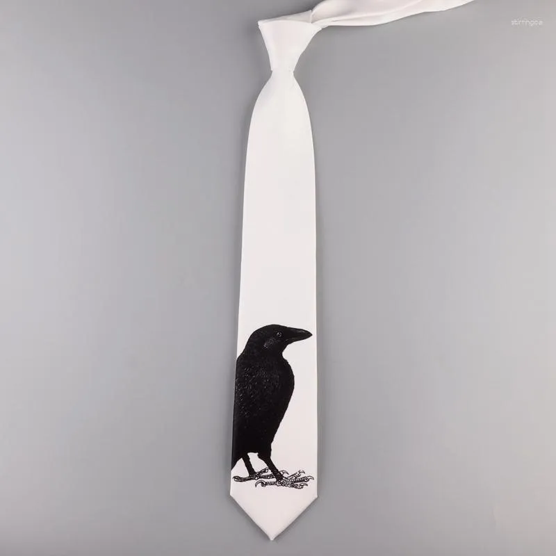 Bow -slipsar som en presentmode Creative Crow Animal Pattern Tie för fest Brudgum Black Student Neck Packing 1 -stycken